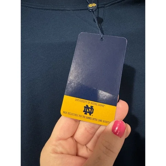 Vtg ND Gold Notre Dame Blue Sweatshirt Embroidered Logo Hammes‎ Bookstore NWT XL
